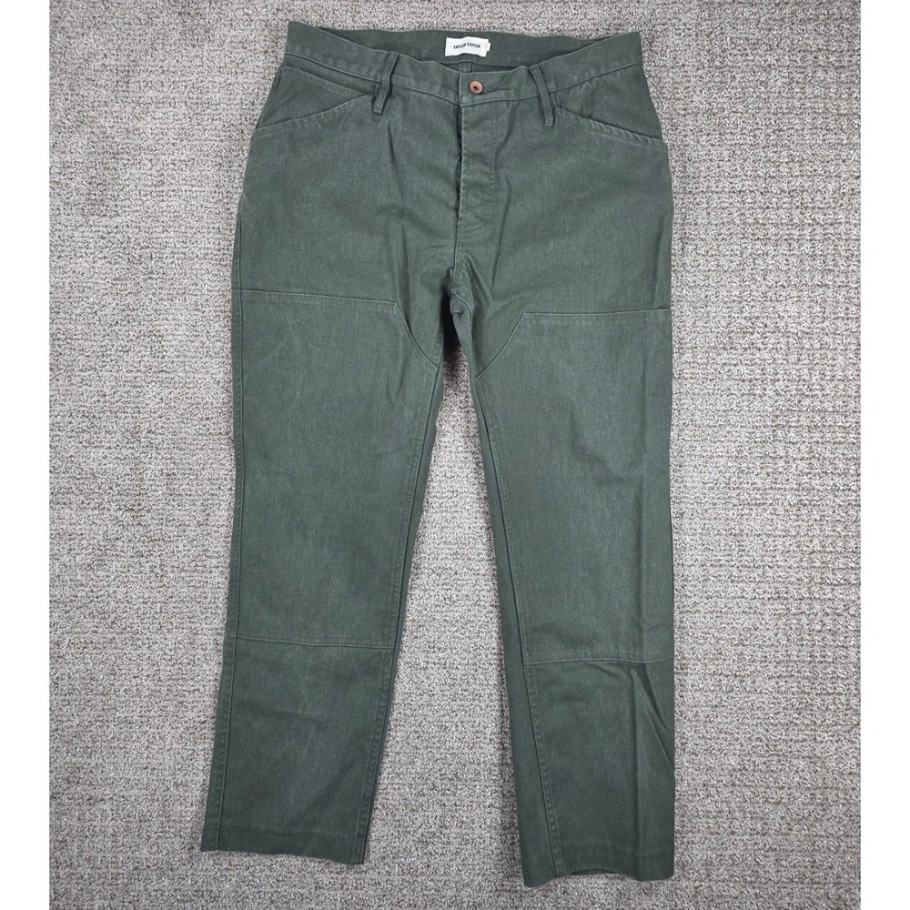 Taylor‎ Stitch Hemp Blend Chore Pants Tuff Duck Brown Men's 34x28 Double Knee